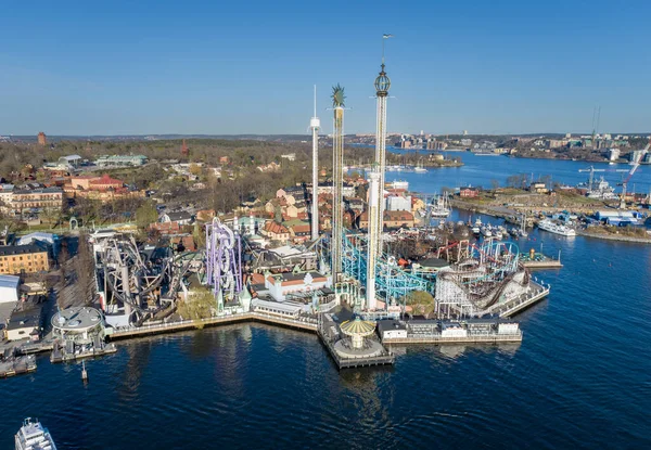 Amusement Park Stockholm Sweden Grona Lund Located Seaward Side Djurgarden — Stok fotoğraf