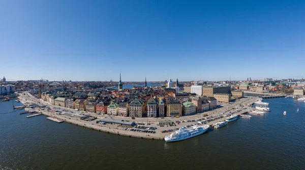 Stockholm Cityscape Beautiful Old Town Architecture Sweden Drone Point View — Stok fotoğraf