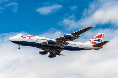 G-CIVJ British Airways Boeing 747 Landing in International London Heathrow Airport. England