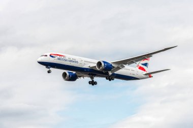 G-ZBKK British Airways Boeing 787 Dreamliner Landing in London Heathrow International Airport. England.