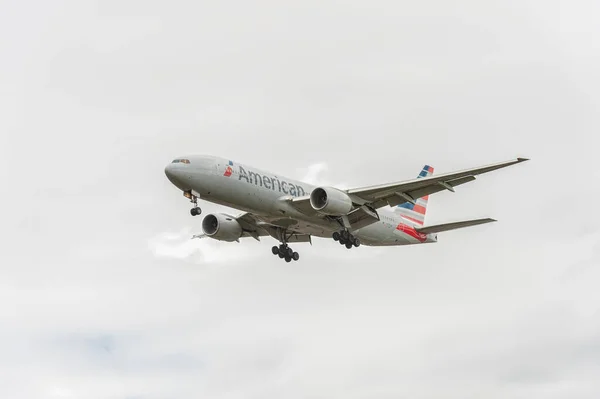 N795An Boeing 777 American Airline Airlines Landing International London Heathrow — Stock Photo, Image