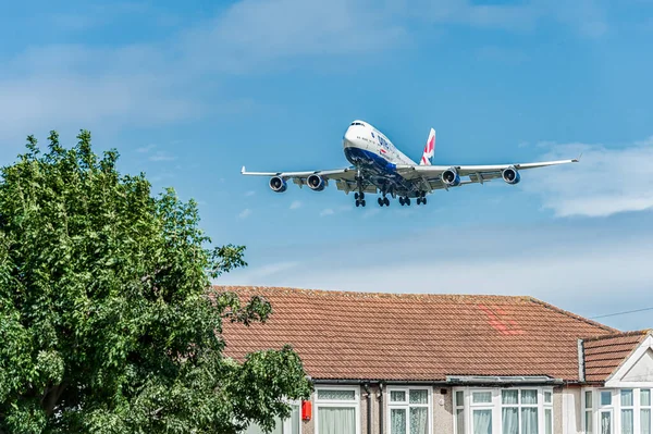 Civd British Airways Oneworld Livery Boeing 747 Landing London Heathrow — Stock Photo, Image