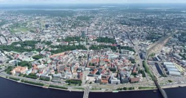 Riga Old Town, Downtown. Latvia. Drone Point of View.