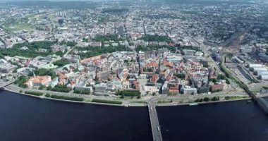 Riga Old Town, Downtown. Latvia. Drone Point of View.