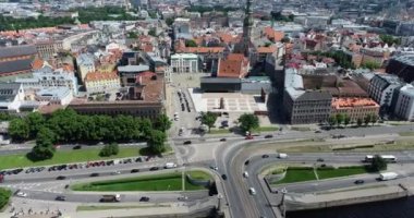Riga Old Town, Downtown. Latvia. Drone Point of View.