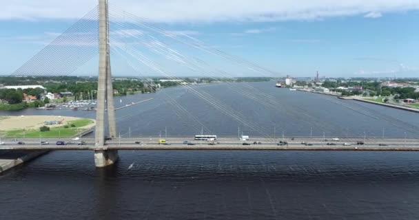 Vansu Bridge Dauguva River Riga Latvia — Αρχείο Βίντεο