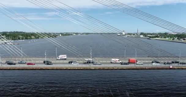 Vansu Bridge Dauguva River Riga Latvia — Vídeo de stock