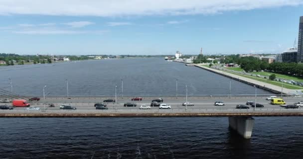 Vansu Bridge Dauguva River Riga Latvia — Wideo stockowe