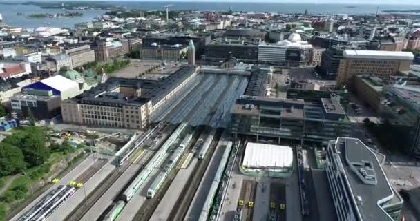 Helsinki Train Station Finland Drone Point View — Stock Video