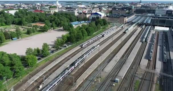 Estação Ferroviária Helsinque Finlândia Ponto Vista Drone — Vídeo de Stock