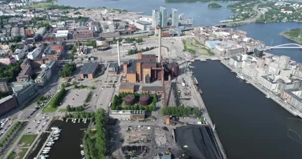 Elektrownia Hanasaari Jest Elektrownią Węglową Sornainen Helsinki Finlandia Jego Komin — Wideo stockowe