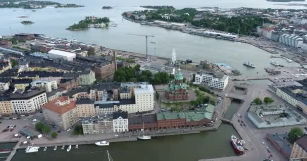 Estacionamiento Barcos Yates Helsinki Finlandia Punto Vista Del Dron — Vídeo de stock