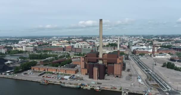 Hanasaari Power Plant Ist Ein Kohlekraftwerk Sornainen Helsinki Finnland Sein — Stockvideo