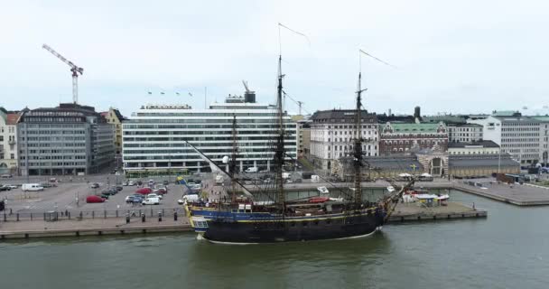 Das Alte Schwedische Segelschiff Gotheborg Helsinki Finnland — Stockvideo