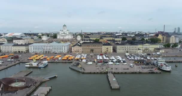 Helsinki Şehir Merkezi Şehri Finlandiya Katedral Meydanı Pazar Meydanı Sky — Stok video
