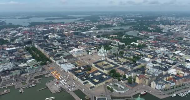 Stadtbild Der Innenstadt Von Helsinki Finnland Domplatz Marktplatz Himmelsrad Hafen — Stockvideo