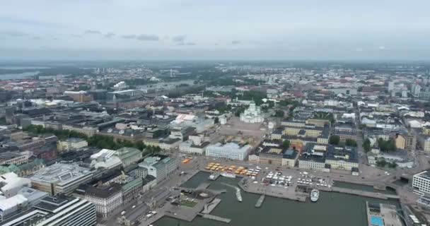 Helsinki Şehir Merkezi Şehri Finlandiya Katedral Meydanı Pazar Meydanı Sky — Stok video