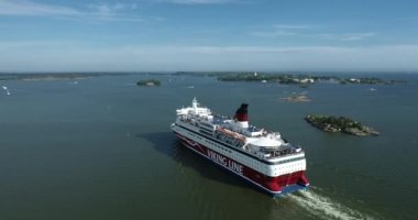 Viking Line Gabriella Ferry Ship Helsinki to Stockholm, Sweden. Drone Point of View