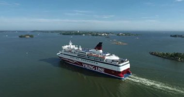 Viking Line Gabriella Ferry Ship Helsinki to Stockholm, Sweden. Drone Point of View