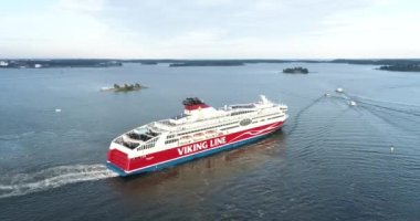 Viking Line XPRS Ferry Ship Helsinki to Tallinn, Estonia. Drone Point of View