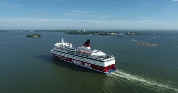 Viking Line Gabriella Ferry Ship Helsinki Stockholm Sweden Drone Point — Stock video