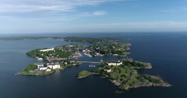 Wyspa Suomenlinna Helsinkach Finlandia Punkt Widzenia Drona — Wideo stockowe