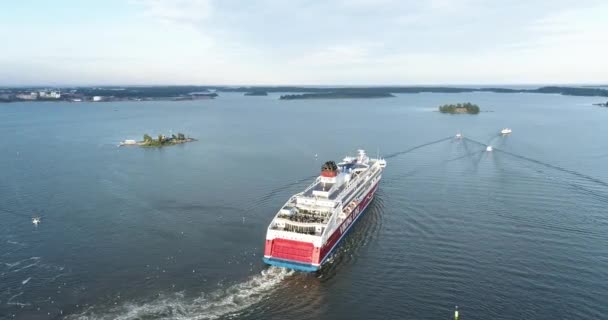 Viking Line Xprs Ferry Ship Helsinki Tallinn Estonia Drone Point — Stockvideo