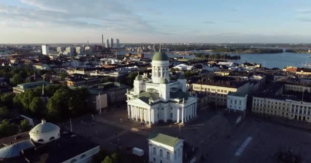 Helsinki Cityscape Finland Helsinki Cathedral Old Town South Harbor Background — Stockvideo
