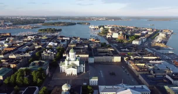 Helsinki Cityscape Finland Helsinki Cathedral Old Town South Harbor Background — 图库视频影像