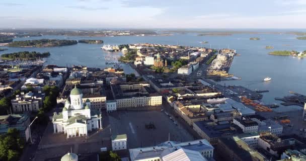 Helsinki Cityscape Finland Helsinki Cathedral Old Town South Harbor Background — Wideo stockowe