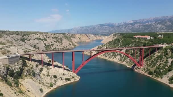Puente Maslenica Mayoría Croacia Puente Maslenica Puente Cubierta Que Lleva — Vídeos de Stock