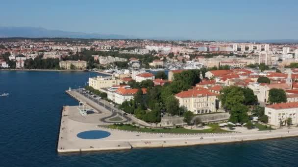Zadar Eski Kentinin Hava Görüntüsü Hırvatistan Ünlü Turistik Merkezi Hırvatistan — Stok video