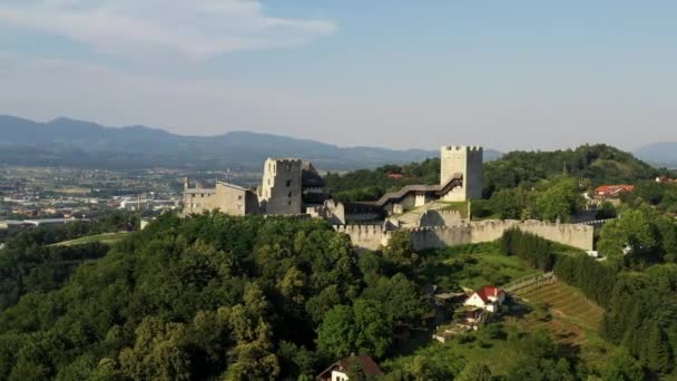Celje Castle Castle Ruin Celje Slovenia Formerly Seat Counts Celje — Stock video