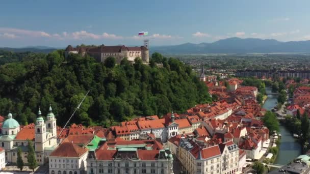 Ljubljana Castle Old Town Slovenia Ljubljana Largest City Known Its — ストック動画