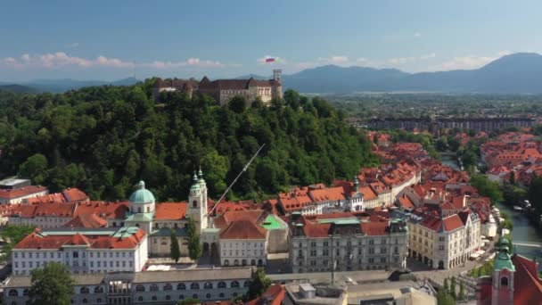 Ljubljana Castle Old Town Slovenia Ljubljana Largest City Known Its — Stock video