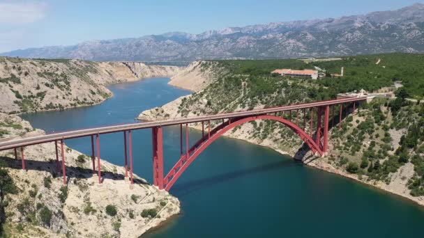 Most Maslenica Najbardziej Chorwacji Most Maslenica Jest Mostem Łukowym Pokładu — Wideo stockowe