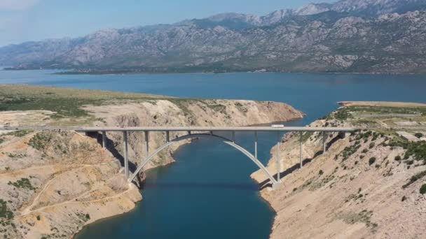 Maslenica Bridge Most Croatia Maslenica Bridge Deck Arch Bridge Carrying — Stockvideo