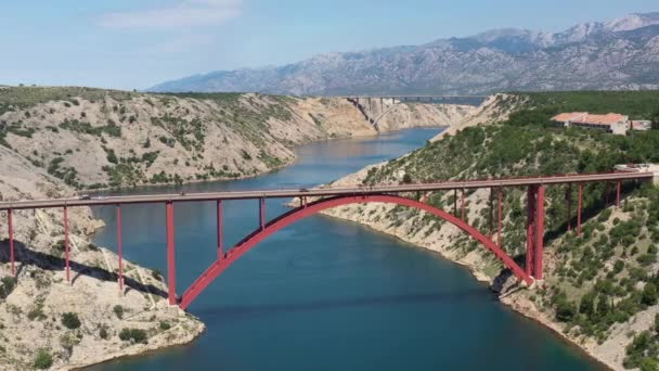 Most Maslenica Najbardziej Chorwacji Most Maslenica Jest Mostem Łukowym Pokładu — Wideo stockowe