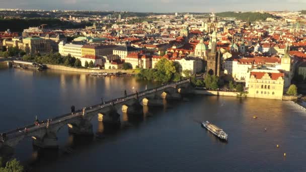 Prague Old Town Czech Republic Famous Sightseeing Places Background Charles — Video Stock