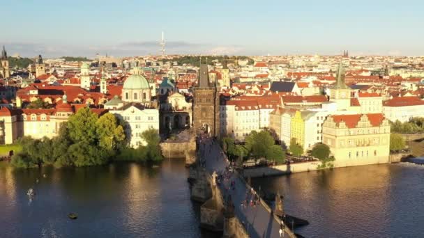Prague Old Town Czech Republic Famous Sightseeing Places Background Charles — Vídeo de Stock