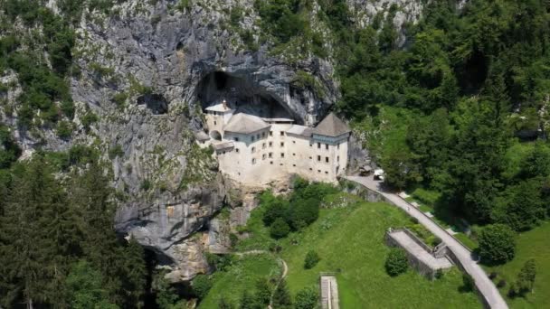 Castillo Predjama Eslovenia Europa Castillo Renacentista Construido Desembocadura Una Cueva — Vídeos de Stock