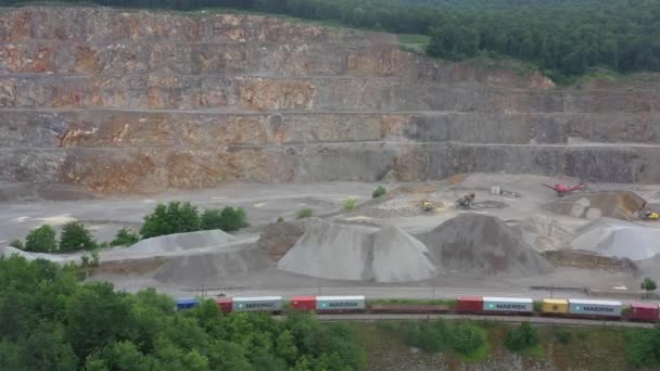 Stone Quarry Croatia Europe Aerial View Opencast Mining Quarry Lots — 비디오