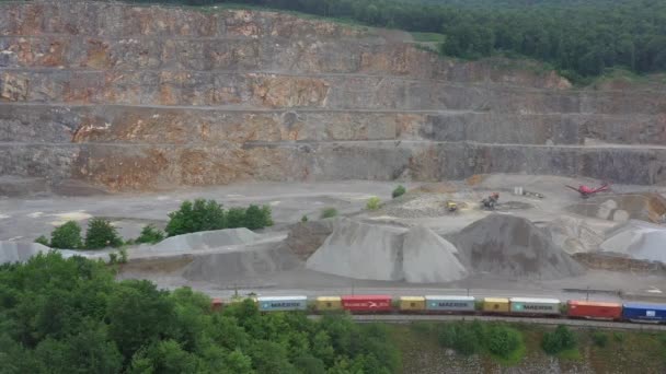 Stone Quarry Croatia Europe Aerial View Opencast Mining Quarry Lots — Video Stock