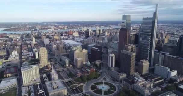 Stadsgezicht Van Philadelphia Business District Downtown Sunlight Pennsylvania — Stockvideo
