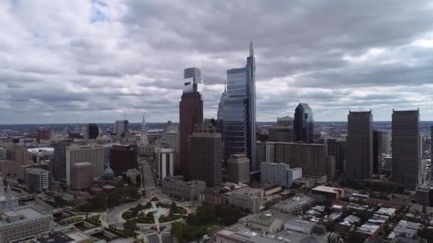 Vista Real Bela Paisagem Urbana Filadélfia Com Arranha Céus Logan — Vídeo de Stock