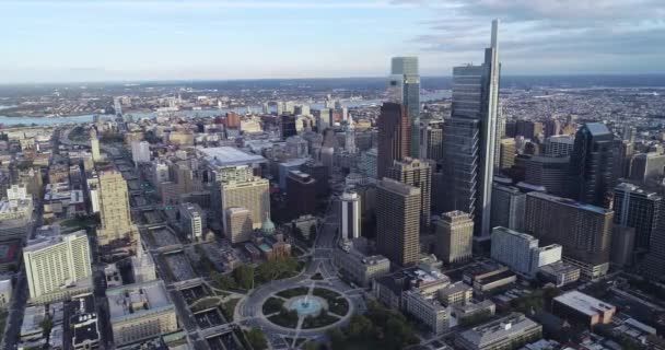 Stadsgezicht Van Philadelphia Business District Downtown Sunlight Pennsylvania — Stockvideo