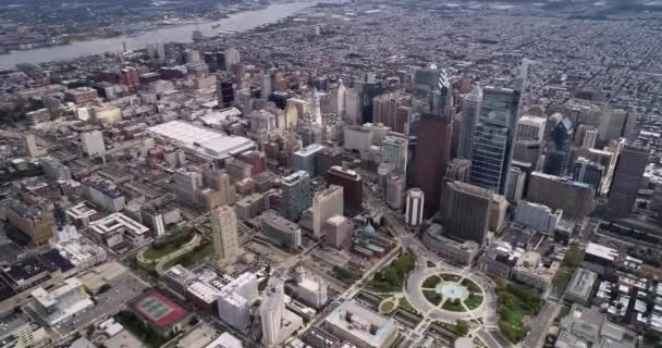 Philadelphia Cityscape Famous Beautiful Business Skyscrapers Background Delaware River — 비디오