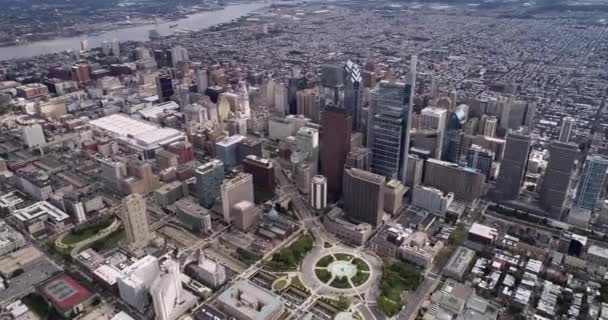 Philadelphia Cityscape Famous Beautiful Business Skyscrapers Background Delaware River — Stock video
