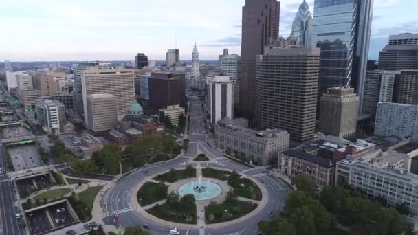 Bela Paisagem Urbana Filadélfia Com Câmara Municipal Logan Square Circle — Vídeo de Stock