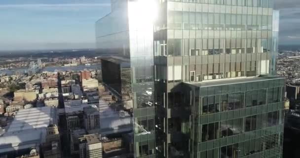 Beautiful Philadelphia Cityscape Close Skyscraper Glass Reflections Background — 비디오